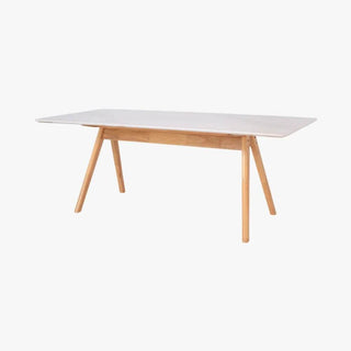 Adalius Wooden Dining Table with Marbled Granite Top (200cm) Singapore