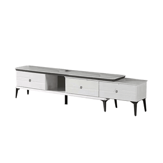 Annalisa II Extendable TV Console with Glossy White Jade Stone Top Singapore