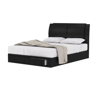 Ardene Black Faux Leather Drawer Bed Frame Singapore