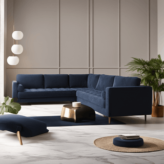 Ashla Blue Velvet Fabric Sectional Sofa Singapore