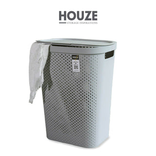 HOUZE - 60L Polka Dots Tall Laundry Basket (Grey) Singapore