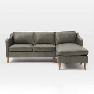 Jermaine L-shaped Grey Faux Leather Sofa Singapore