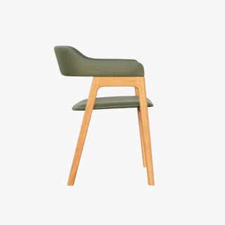 Lily Green Leathaire Wooden Dining Chair with Arms Singapore