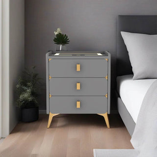 Morley Grey Bedside Table with LED Light Singapore