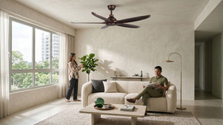 52-inch ceiling fan above a cream sofa in a spacious modern Singapore living room