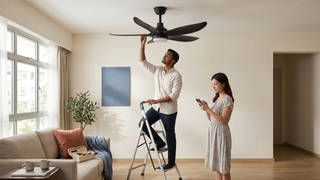 App-controlled ceiling fan in a Singapore home
