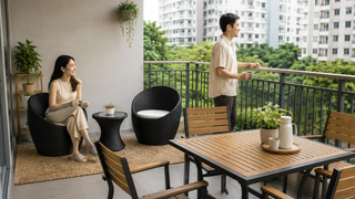 Balcony furniture set up for a Singapore home