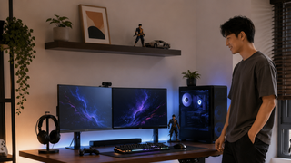 Cable-managed gaming desk setup in a Singapore home