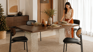 Christmas dining table set up in a Singapore home for family hosting