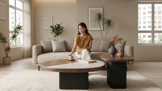 Coffee table in a 5-room HDB living room in Singapore