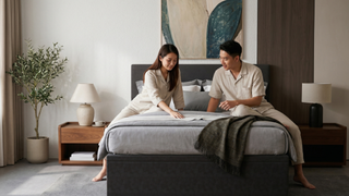 Comforter set on a Singapore bedroom with lightweight bedding suited for humid weather