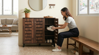 hoe cabinet in a Singapore home entryway