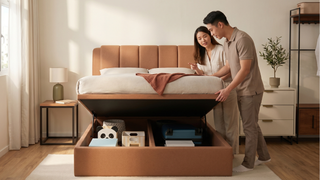 Gas-lift storage bed frame for a smaller Singapore bedroom