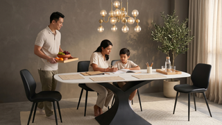 Dining table used for homework in a Singapore family home