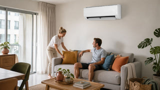 LG aircon in a modern Singapore living room with a relaxed family setting and warm practical home styling