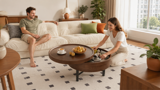 Storage coffee table with open compartment in a modern Singapore living room, styled for practical everyday home organisation.