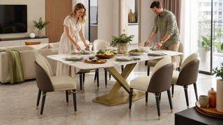 Modern dining table set for year-end hosting in a bright Singapore condo dining area