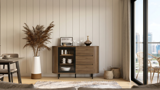 Modern sideboard in a Singapore dining room with clean storage and serving surface
