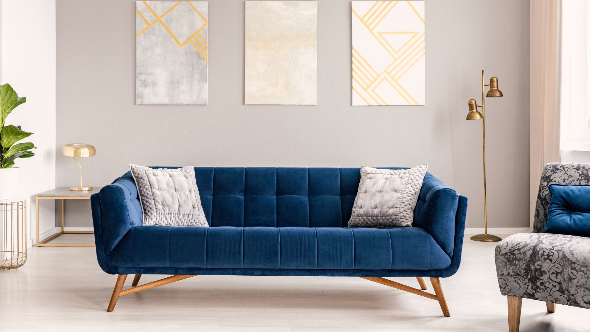 Opulent Velvet and Mid-Century Interior Design Living Room – Megafurniture