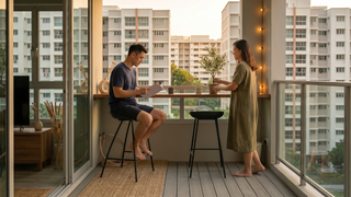 Outdoor bar table for a Singapore balcony or garden