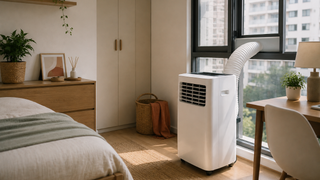 Portable aircon cooling a Singapore bedroom