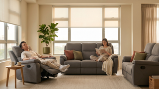 Recliner sofa for a young family in a Singapore living room
