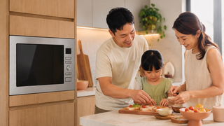 SMEG built-in oven in a Singapore kitchen with retro finish and modern cabinetry