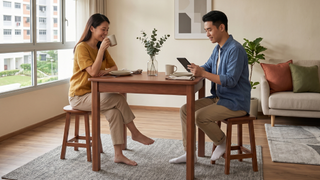 Square dining table in a Singapore dining area