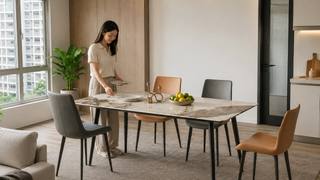 Well-made dining table in a modern Singapore dining room