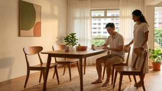 Wooden dining chairs in a Singapore home dining area