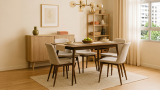 Wooden dining table in a Singapore home dining area