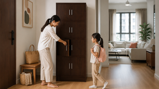 Storage furniture for a young family in a Singapore home