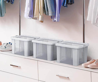 DIMJ Storage Bin, Fabric Storage Bins with Lid, Hand Pull Closet