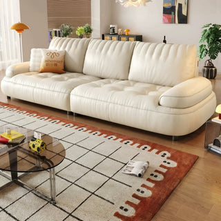 Cream leather sofa in a living room