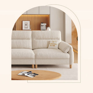 Cream cotton-linen sofa in a living room