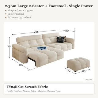 2.36m Large 2-Seater + Footstool · Single Power