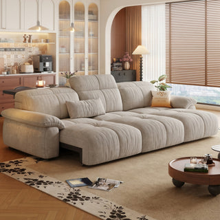 Chenille power sofa bed in a living room