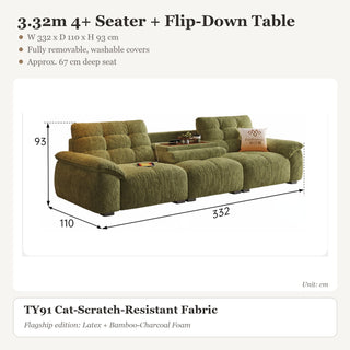 3.32m 4+ Seater + Flip-Down Table