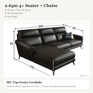2.65m 4+ Seater + Chaise