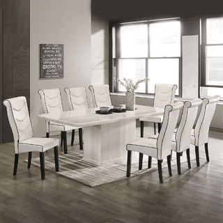 Velorum Marble Dining Table + Velo Faux Leather Dining Chair (1+8)