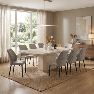 Velorum Marble Dining Table + Renelle Dining Chair