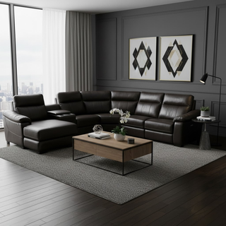 Yuzuro Genuine Leather Recliner Sectional Sofa