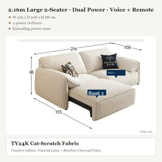 2.16m Large 2-Seater · Dual Power · Voice + Remote