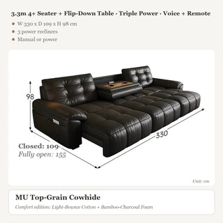3.3m 4+ Seater + Flip-Down Table · Triple Power · Voice + Remote