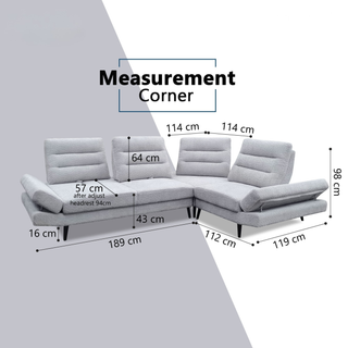 Xandor Fabric Adjustable Backrest & Armrest Corner Sofa by Esteller (Pet Friendly & Easy Clean)