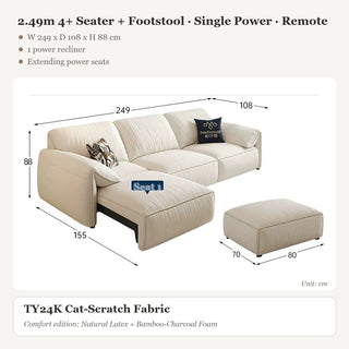 2.49m 4+ Seater + Footstool · Single Power · Remote