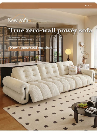 True zero-wall power sofa