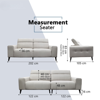 Aquara Fabric Adjustable Headrest Sofa by Esteller (Pet Friendly & Easy Clean)