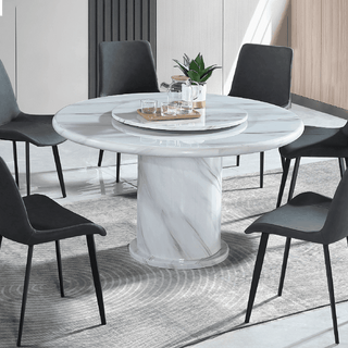 Kirri Round Marble Dining Table + Anderson Grey Dining Chair (1+6)