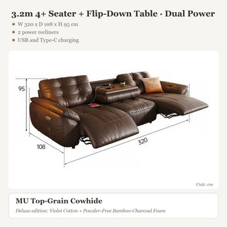 3.2m 4+ Seater + Flip-Down Table · Dual Power